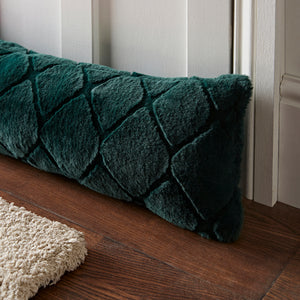 Faux fur diamond draught excluder - Bottle green