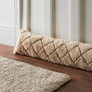Faux fur diamond draught excluder - Natural
