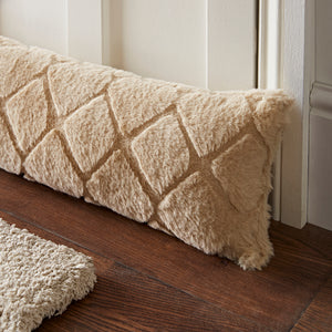 Faux fur diamond draught excluder - Natural