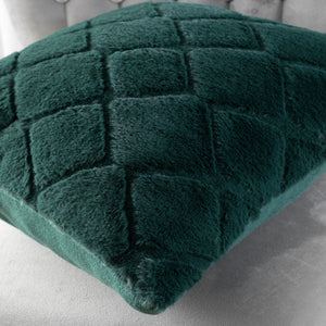 Cosy Diamond Filled Cushion - Bottle Green