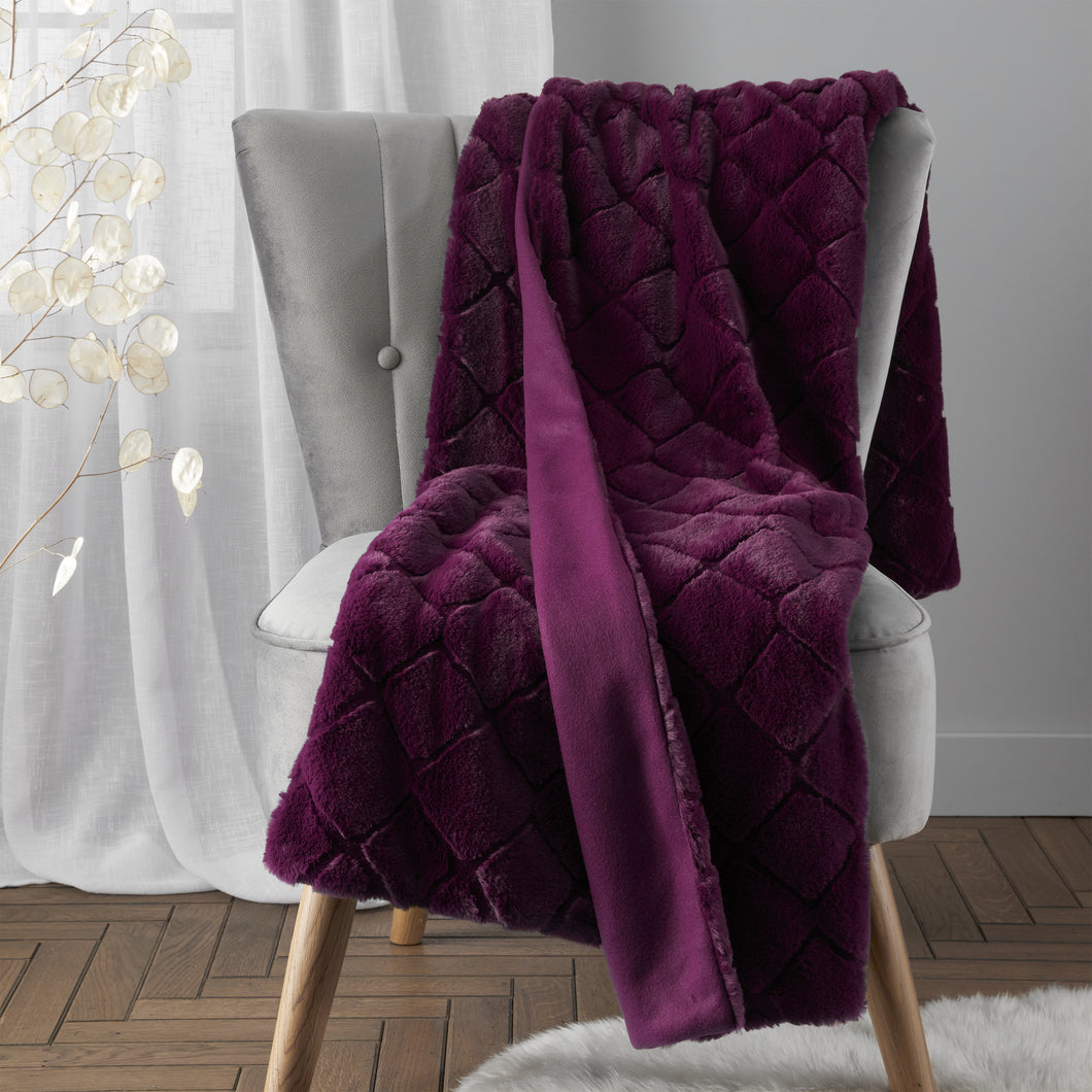 Cosy Diamond Throw - Plum