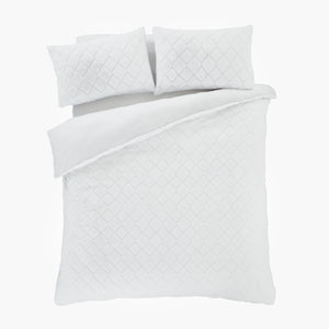 Cosy Diamond Duvet Set - White
