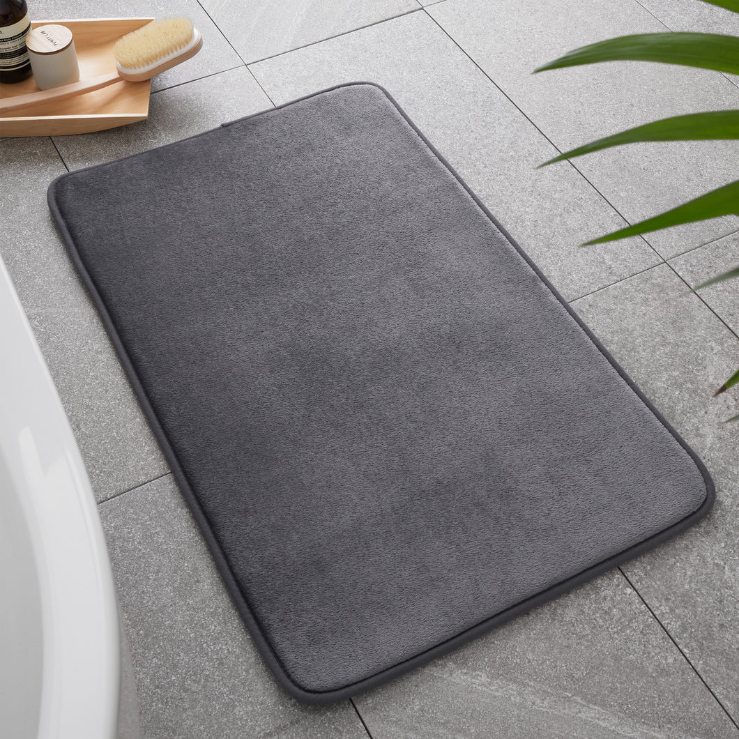 Anti-Bacterial Memory Foam Bath Mat - Charcoal Grey