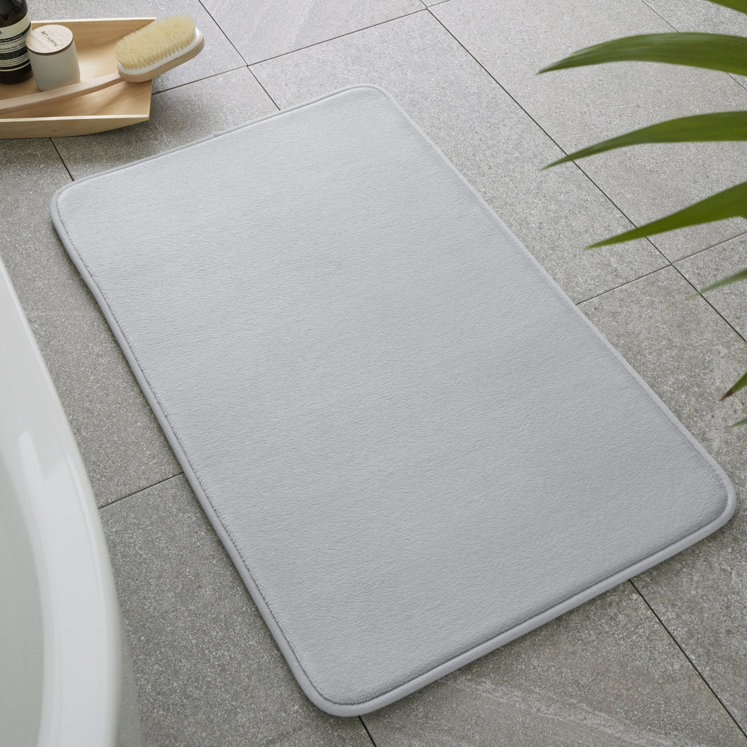 Anti-Bacterial Memory Foam Bath Mat - Silver Grey
