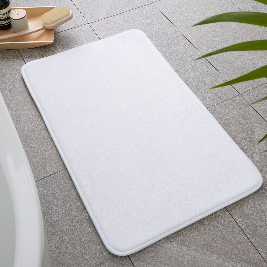 Anti-Bacterial Memory Foam Bath Mat - White