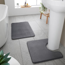 Load image into Gallery viewer, Anti-Bacterial Memory Foam Bath &amp; Pedestal Mat - Charcoal

