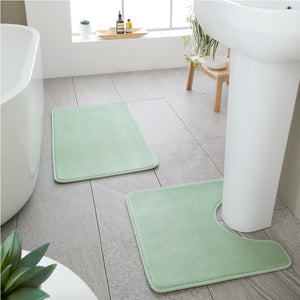 Anti-Bacterial Memory Foam Bath & Pedestal Mat - Sage Green