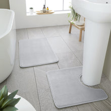 Load image into Gallery viewer, Anti-Bacterial Memory Foam Bath &amp; Pedestal Mat - Silver Grey
