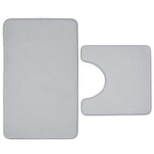 Load image into Gallery viewer, Anti-Bacterial Memory Foam Bath &amp; Pedestal Mat - Silver Grey
