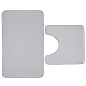 Anti-Bacterial Memory Foam Bath & Pedestal Mat - Silver Grey