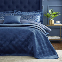 Load image into Gallery viewer, Art Deco Pearl Bed Throw - Navy
