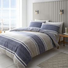 Load image into Gallery viewer, Textured Banded Stripe Duvet Set - Blue
