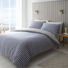 Load image into Gallery viewer, Textured Banded Stripe Duvet Set - Blue
