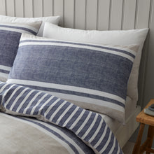 Load image into Gallery viewer, Textured Banded Stripe Duvet Set - Blue
