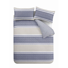 Load image into Gallery viewer, Textured Banded Stripe Duvet Set - Blue
