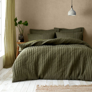 Tamba Jersey Stripe Duvet Set - Olive
