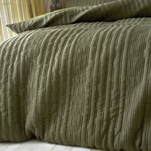 Load image into Gallery viewer, Tamba Jersey Stripe Duvet Set - Olive
