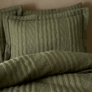 Tamba Jersey Stripe Duvet Set - Olive