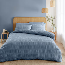 Load image into Gallery viewer, Seersucker Duvet Set - Lansfield Blue

