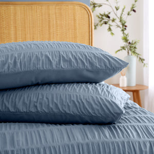 Seersucker Duvet Set - Lansfield Blue
