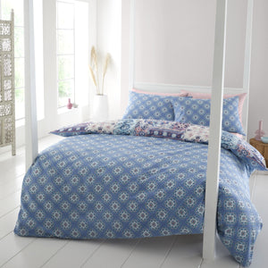 Boho Patchwork Duvet Set - Blue