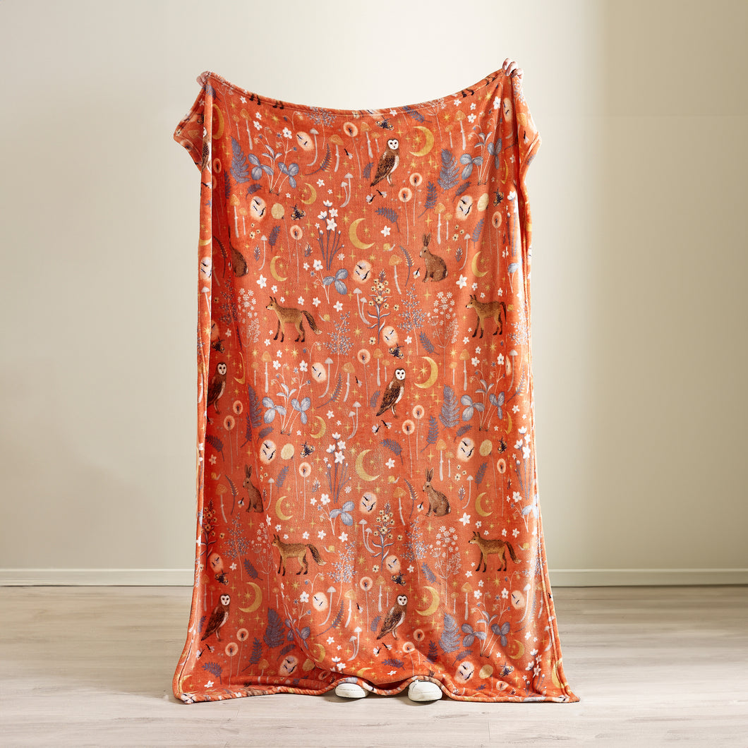 Enchanted Twilight Animals Blanket - Burnt Orange