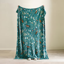 Load image into Gallery viewer, Enchanted Twilight Animals Blanket - Forest Green
