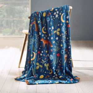 Enchanted Twilight Animals Blanket - Navy Blue