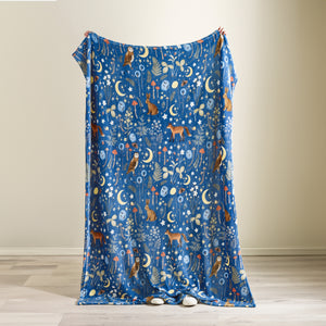 Enchanted Twilight Animals Blanket - Navy Blue