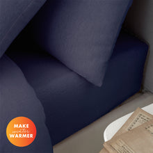 Load image into Gallery viewer, Brushed Cotton Fitted Sheet - Navy Blue
