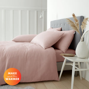 Brushed Cotton Duvet Set - Pink