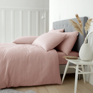Brushed Cotton Duvet Set - Pink