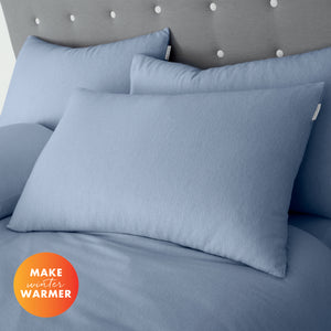 Brushed Cotton Pillowcases - Lansfield Blue