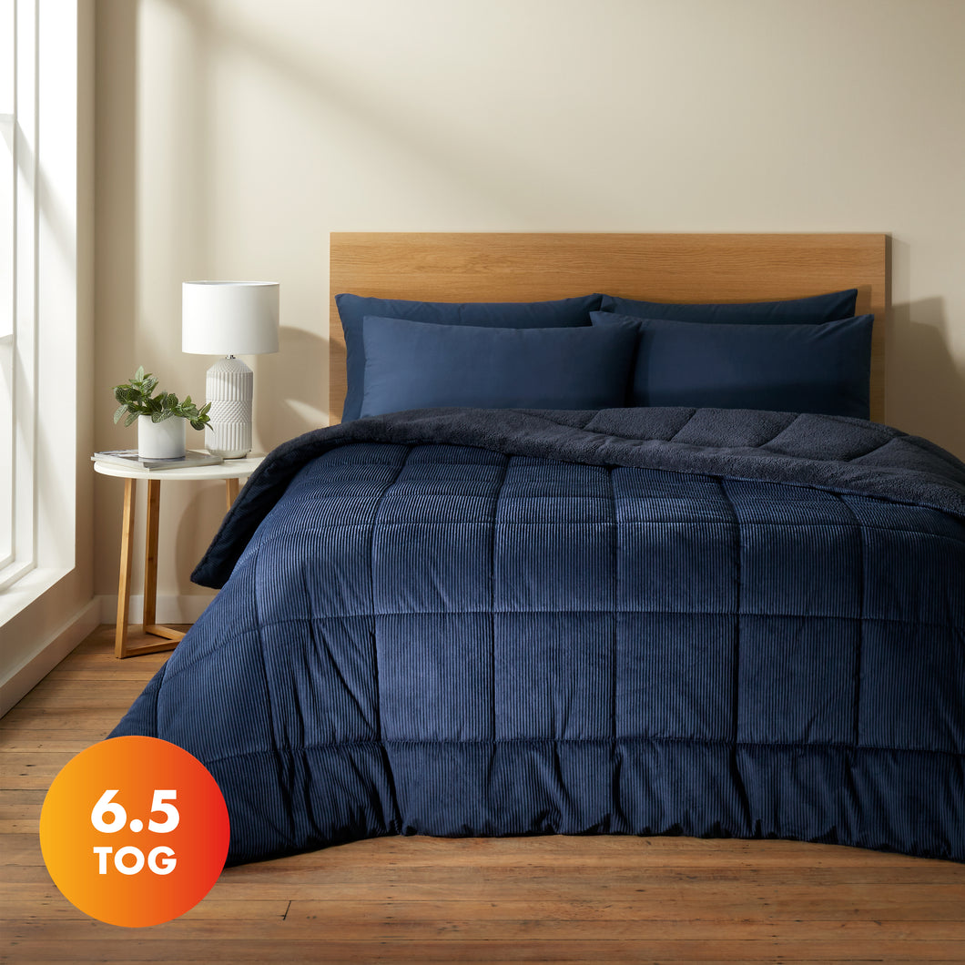 Cosy Cord Coverless Duvet - Navy