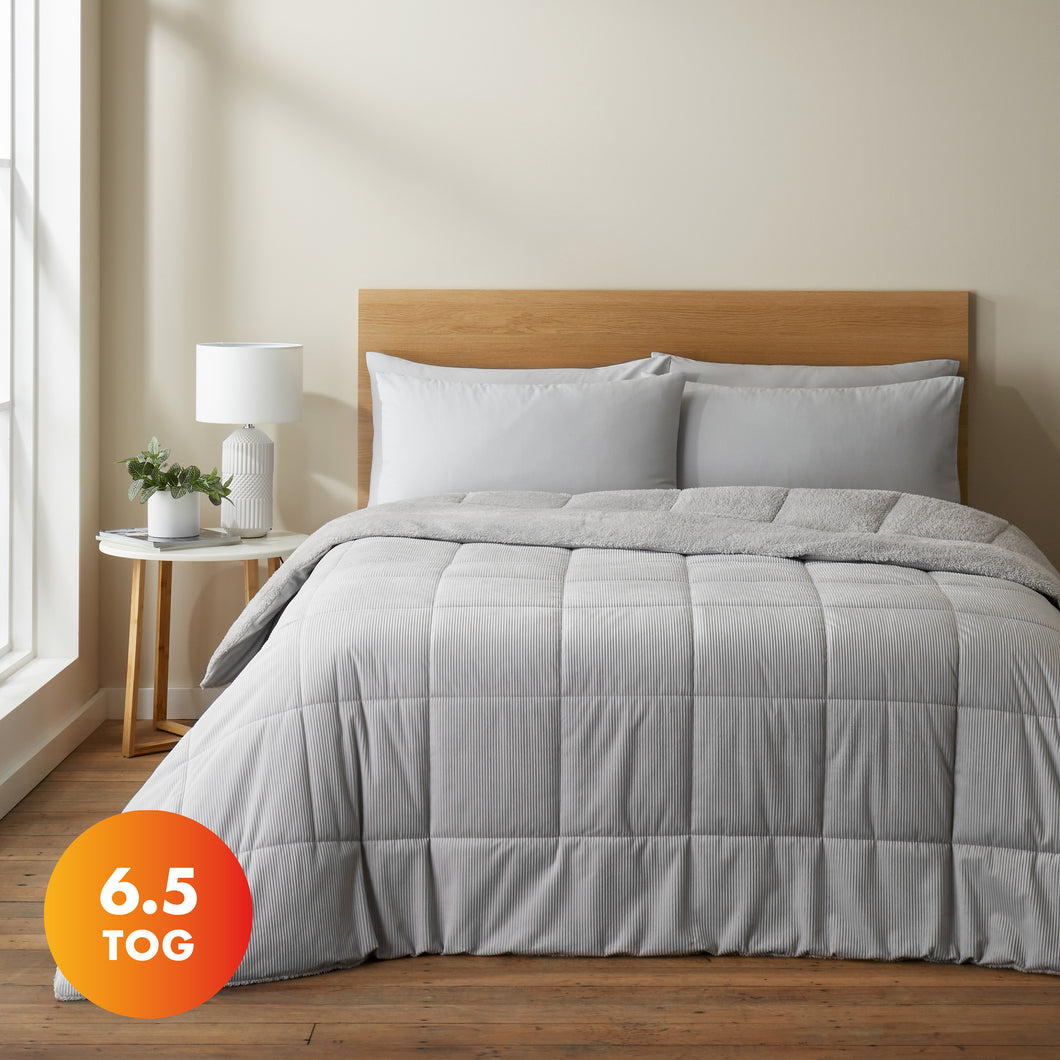 Cosy Cord Coverless Duvet - Silver