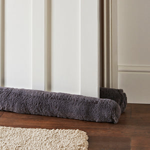 Faux Fur Double Sided Draught Excluder - Charcoal Grey
