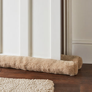 Faux Fur Double Sided Draught Excluder - Natural