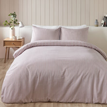 Load image into Gallery viewer, Brushed Stripe Duvet Set - Blush Pink
