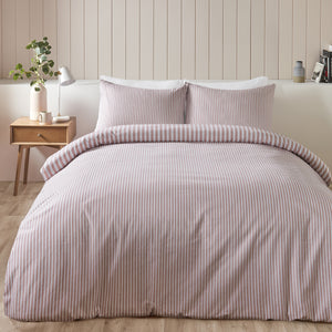 Brushed Stripe Duvet Set - Blush Pink