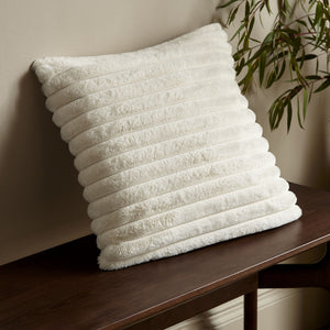 Cosy Ribbed Filled Cushion - Cream