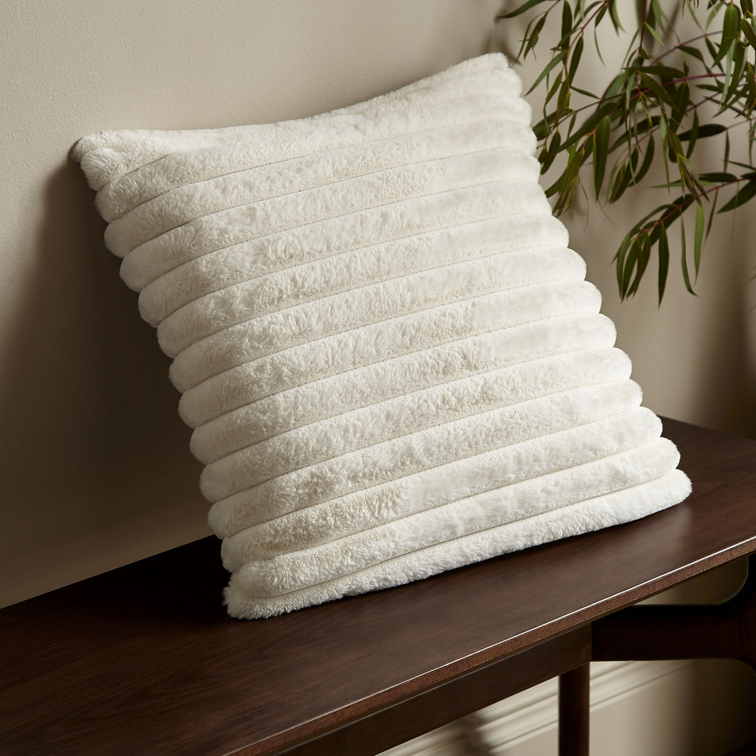 Cosy Ribbed Filled Cushion - Cream