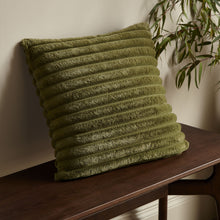 Load image into Gallery viewer, Cosy Ribbed Filled Cushion - Olive
