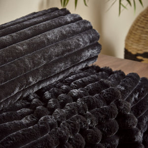 Cosy Ribbed Throw - Black