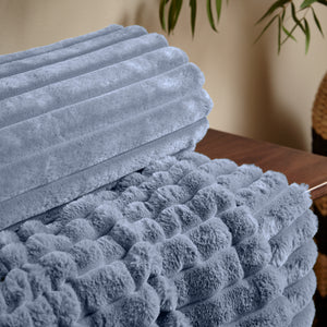 Cosy Ribbed Throw - Lansfield Blue