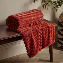 Load image into Gallery viewer, Cosy Ribbed Throw - Burnt Orange
