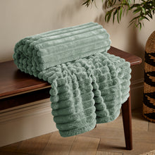 Load image into Gallery viewer, Cosy Ribbed Throw - Sage Green
