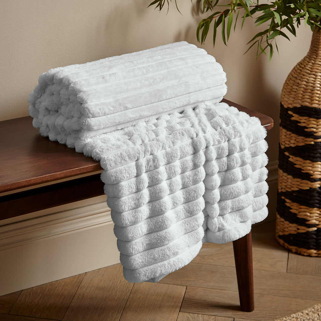 Cosy Ribbed Throw - Grey