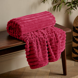 Cosy Ribbed Throw - Hot Pink