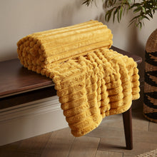 Load image into Gallery viewer, Cosy Ribbed Throw - Mustard
