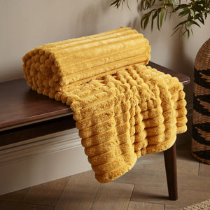 Cosy Ribbed Throw - Mustard
